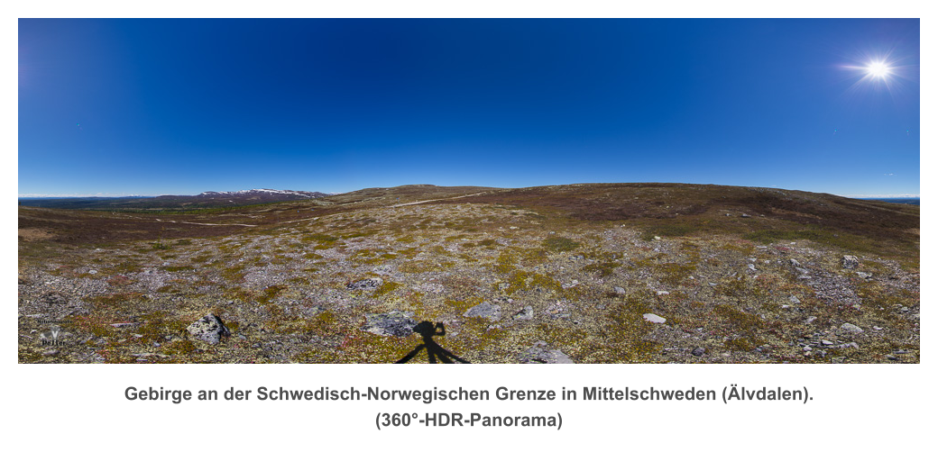 Gebirge an der Schwedisch-Norwegischen Grenze in Mittelschweden (lvdalen). (360-HDR-Panorama)